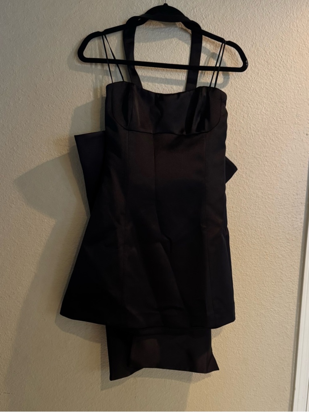 Zara Black Strapless Mini Dress with Halter and Thin Straps